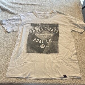 Vintage White Short Sleeve Chris Craft Boat Co Tees with Graphic Prints